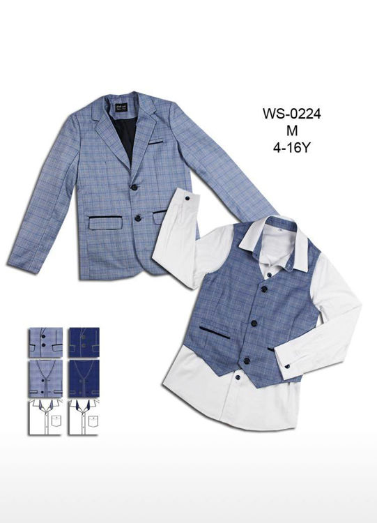 Picture of WS0224 BOYS THREE PIECE BLAZER, SHIRT + WAISTCOAT